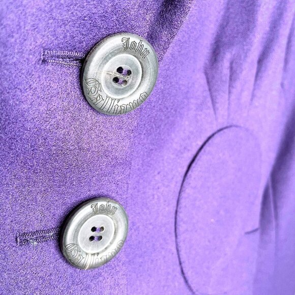 john galliano 00's purple wool skirt suit - size 6 - Picture 6 of 13